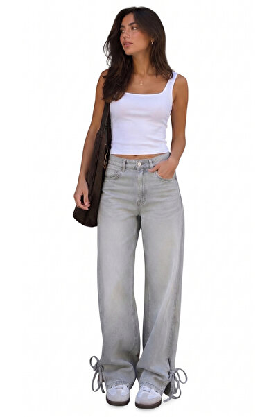 MADAME MELEK Premium Original Brand Women's High Waist Wide Leg Denim Trouser...