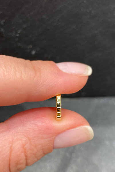La femme by begum Düz Üstü Çizgili Gold Gümüş Halka Piercing,helix,tragus, Kı...