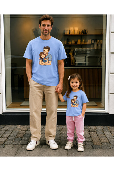 LORVEX Father's Day Dad Daughter Combination T-Shirt Oversize 100% Cotton Pri...