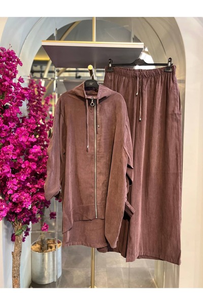 SERAP ESER EXCLUSIVE Style Elan - Brown Suit with Zipper Details