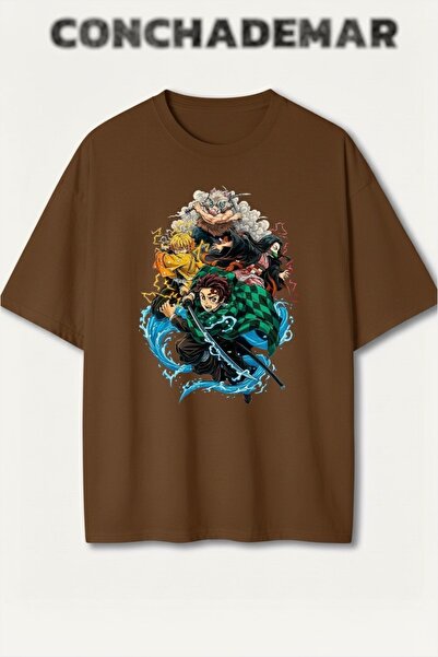 Vordevia Demon Slayer Printed Colorful Oversize T-Shirt Printed Premium Overs...