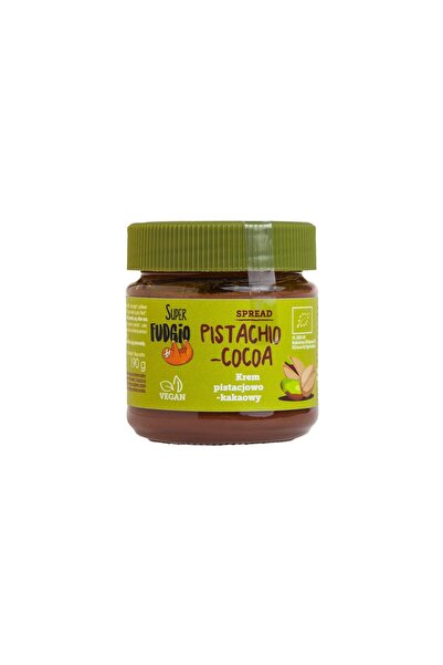 Super Fudgio Cremă de ciocolată organică, fistic și cacao, 190 g