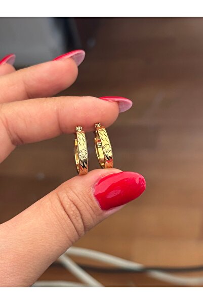 SERENİTY AKSESUAR Tarnish Resistant Stainless Steel Jeweler Model Patterned Hoop Earrings