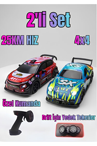 Boratila Toys Uzaktan Kumandalı Araba 2'li Set Şarjlı Işıklı 4x4 Drift Aracı ...