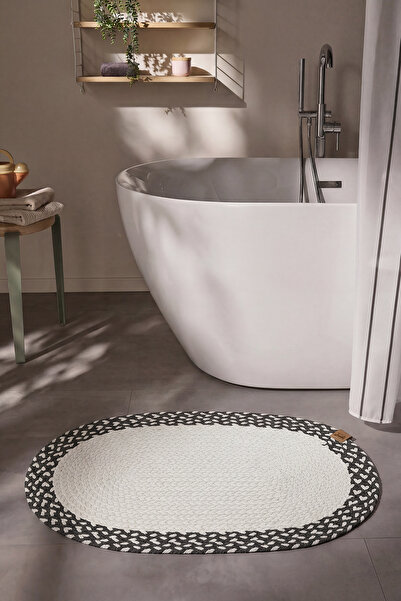 Cool Halı Glenn Oval Banyo Paspası El Dokuması Örgü Bohem Klozet Önü Lavabo Ö...