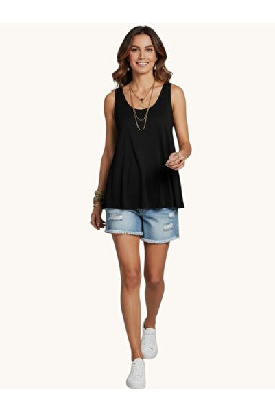 MODA Women's Round Neck Thick Strap Bell Cut Athlete T-Shirt