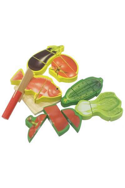 Puzzle Cutting Vegetables and Fish