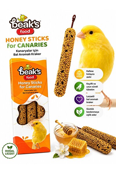 Beaks Beak’s Kanarya Kuşu Krakeri Bal Aromalı 3’lü Kraker Çubuğu