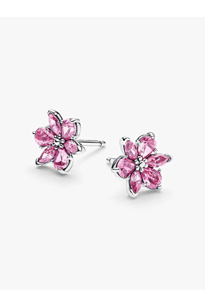 Pandora Cercei tip Herbarium cu flori roz stralucitoare - Argint 925