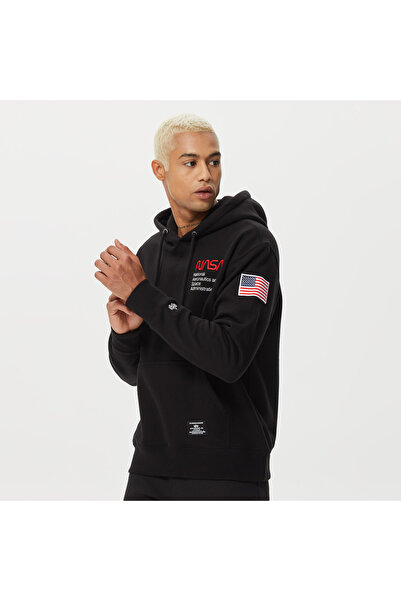 Alpha Industries Nasa Erkek Siyah Hoodie