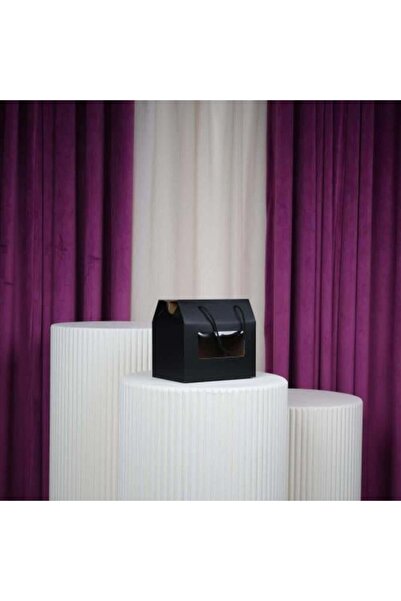 Gifts World Small black cardboard boxes with transparent handle, dozen