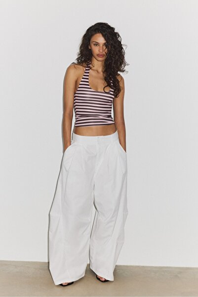 Stradivarius %100 pamuklu barrel pantolon