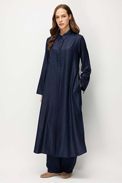 Micca Kum Desen Maxi Tunik ve Pantalon Kombin Takım-Laci