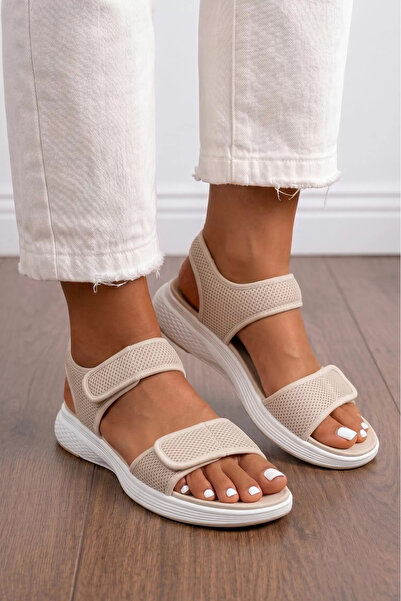 Zaira Women's beige textile platform Sandals Odette #25406 - 41