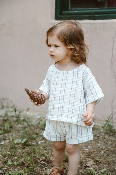 Oh La La Koala For Little Ones Indigo Striped T-Shirt Shorts Set