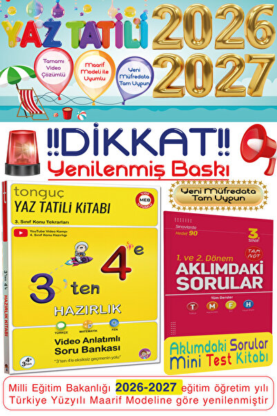 Tonguç Yayınları 3. Sınıf 3'ten 4'e Hazırlık Kitabı Tüm Dersler Soru Bankası ...