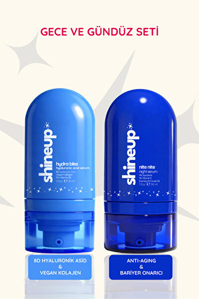 shineup Gece ve Gündüz Seti Hyalüronik Asit Serum Gece Bakım Serumu