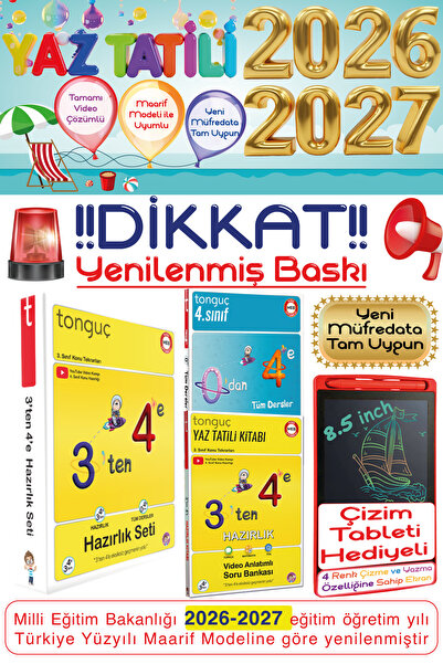 Tonguç Yayınları 3. Sınıf 3'ten 4'e Hazırlık Seti 0'dan 4'e Konu Anlatımlı Tü...