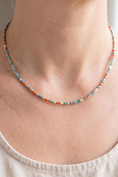 AURRARİ Gold and Colored Stone Bead Necklace