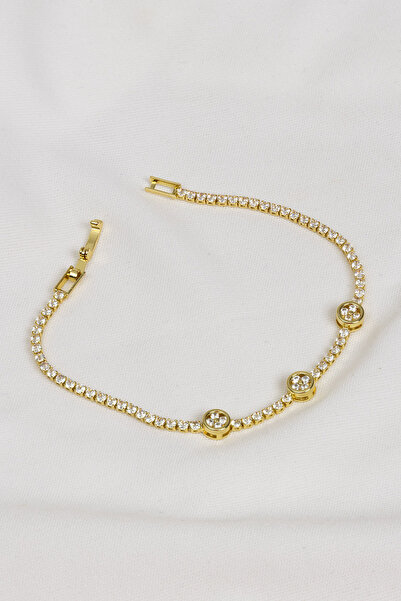 Süspüs Accessories Mini Three Circular Figured Gold Color Waterway Bracelet