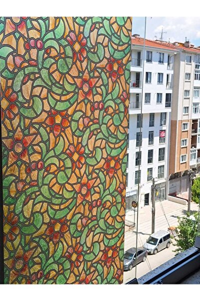 Başak Ev Tekstili Dekorativna šarena vitražna folija koja izgleda kao providn...