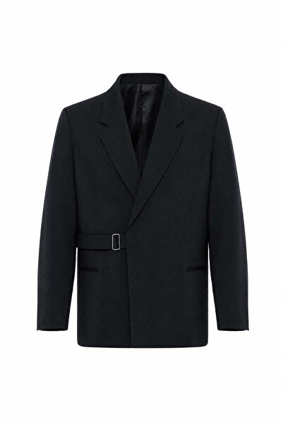 Antioch Koyu Lacivert Kuşaklı Relax Fit Erkek Blazer Ceket