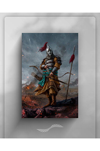 yzcstore Kıpçak Savaşçı Tablosu | Kuman Savaşçısı Kanvas Tablo | Kıpçak Türk'ü