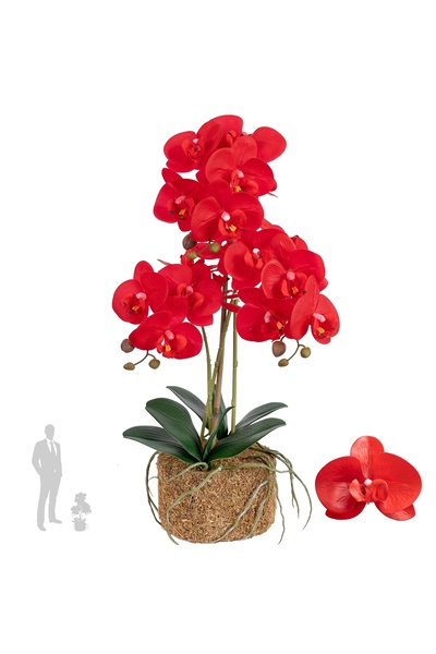 Roberto Rossi Orhidee artificiala rosie cu aspect H61 cm cu 3 tulpini