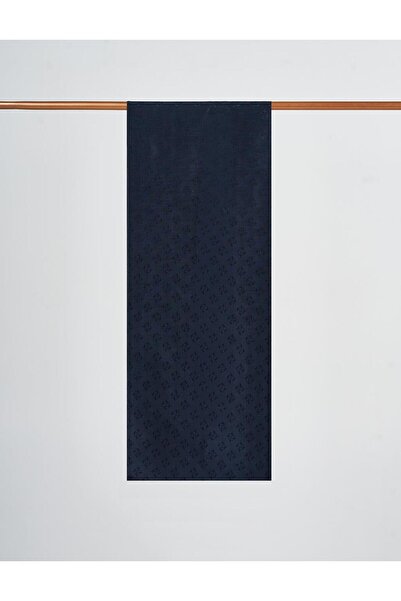 Kayra Logo Detailed Lyocell Shawl Navy Blue