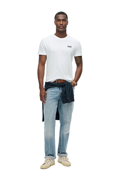 SUPERDRY Beyaz Erkek Nakışlı T-Shirt M1011245A-01C ESSENTIAL LOGO EMBTEE