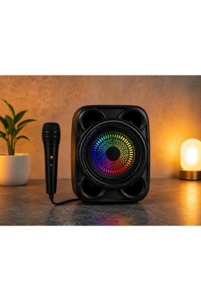 GENERAL سماعة كاريوكي بلوتوث محمولة ZQS1498 مع ميكروفون وإضاءة LED