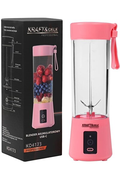 Kraft&dele Blender portabil cu baterie, Kraft&Dele, 400ml, 2x3000mAh, roz, KD...