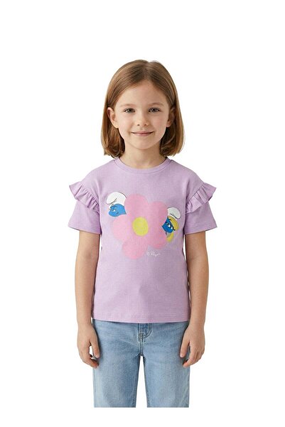 Trucare Toddler Girls Smurfs Flower Graphic Ruffle Sleeve T-Shirt