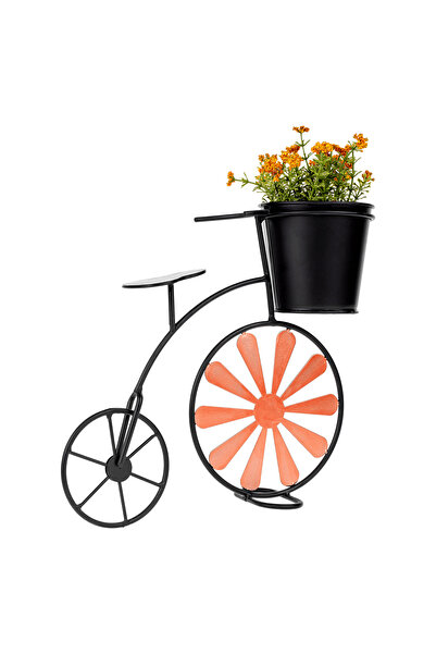 DecoDepot Retro bicycle-shaped flowerpot, burgundy / black, semi