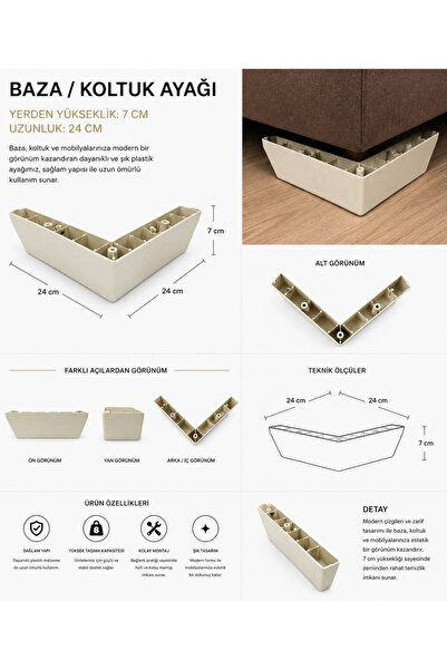 Büş Büş Aksesuar Noga za nameštaj, 7x24 cm, plastična noga, noga za ormarić, ...