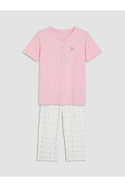 LC Waikiki Esvab • Modern & Distinctive Embroidered Women's Capri Pajama Set
