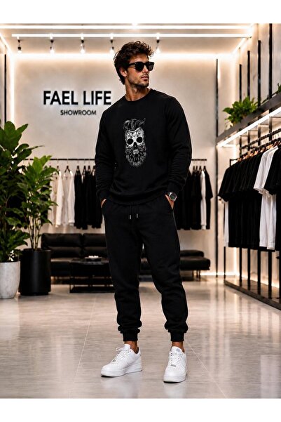 FAEL LİFE SET UNISEX CU GULER ROTUND ȘI PANTALONI DE TRENING CU IMPRIMEU KABA...