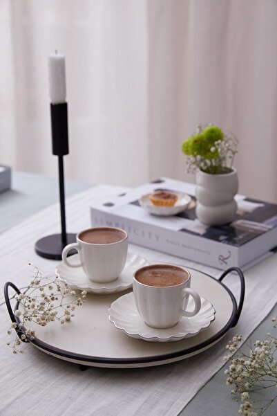 Kütahya Porselen Bone Luz Coffee Cup Set 90Cc Platinum Gilded 4 Pieces for 2 ...