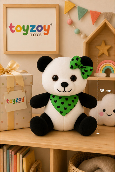 Toyzoy Toys Panda Yeşil Tokalı 35 cm – Tatlı & Hediyelik Peluş
