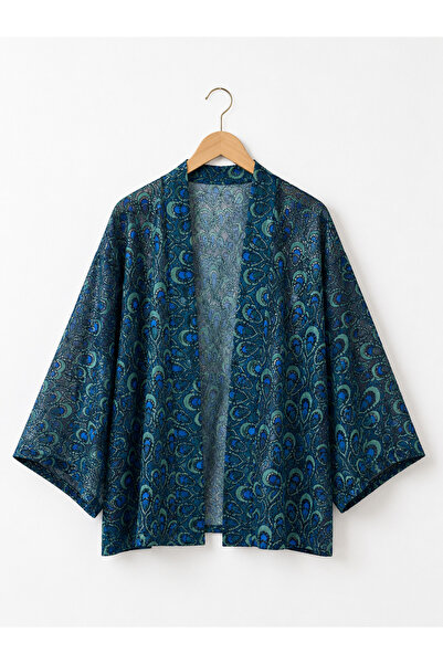 Retrobird Design din dantelă transparentă Boho Mini Kimono pentru femei, bleu...