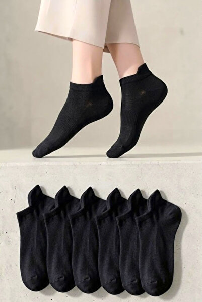 Socks Stores 6 perechi de șosete unisex, negre, cu urechi, tip pantofi sport,...