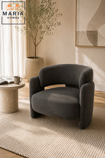 MARIA HOMES Dark Gray Modern Accent Chair – Upholstered Lounge Chair for Livi...
