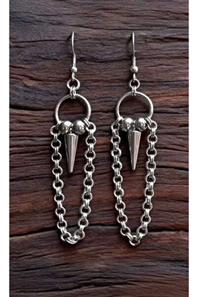 İsra Ayyıldız Moonstar Collection Silver Spike Detaylı Zincirli Sallantılı Küpe