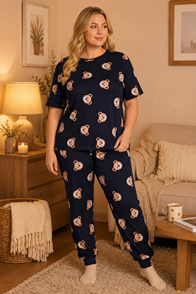 Laperissa Set de pijamale pentru femei, 100% bumbac, cu model drăguț cu ursul...