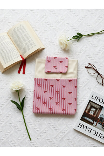 efsunkar Pembe Fiyonklu Kanvas Kitap Çantası Çıtçıtlı Kitap Koruyucu Kılıf Ta...