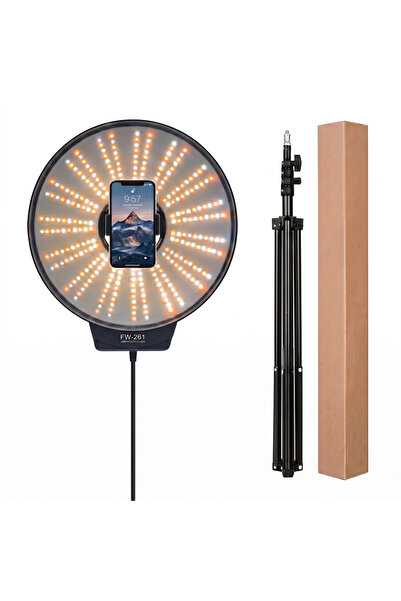 Generic رنج لايت LED ذكي FW-261 احترافي بـ3 درجات إضاءة وحامل هاتف للبث والتص...
