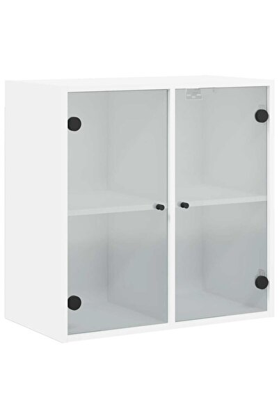 vidaxl Dulap de perete cu uși din sticlă, alb, 68x37x68,5 cm