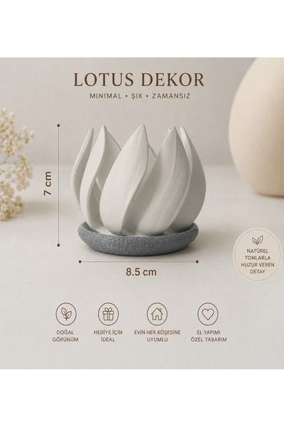 zulya Lotus Mumluk 8.5x7 cm – Modern Dekoratif LED Mumluk ve Ev Dekoru