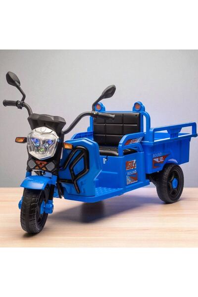 Toybox Kids Electric Ride-On 3-Wheel Cargo Car, 12V with Storage Space, Blue