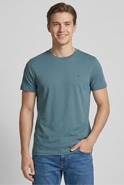 Tommy Hilfiger Men Crew Neck Short Sleeve Embroidered Logo T-Shirt, Dark Slat...